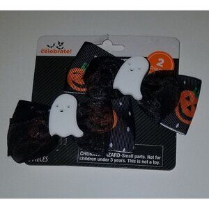 NEW Halloween Hair Bow Clips (set of 2) Ghosts Jack-O-Lantern Costume Accessory